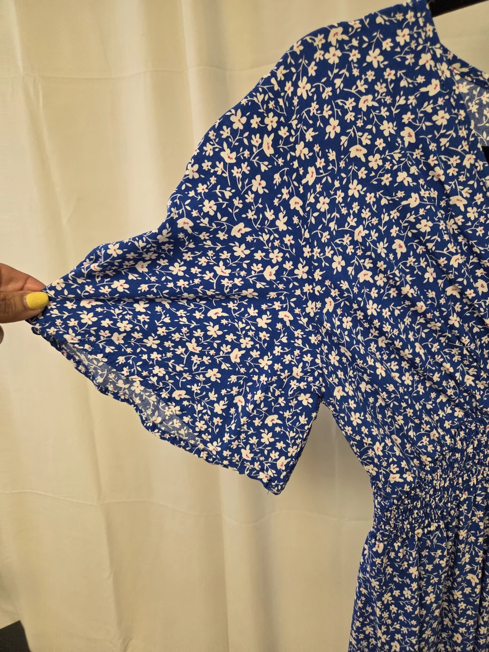 Blue Floral V-Neck Maxi Dress
